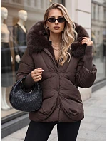 Dámska zimná bunda s kožušinou a kapucňou, tmavohnedá, FashionStreet TY5889 Dámska zimná bunda s kožušinou a kapucňou, tmavohnedá, FashionStreet TY5889