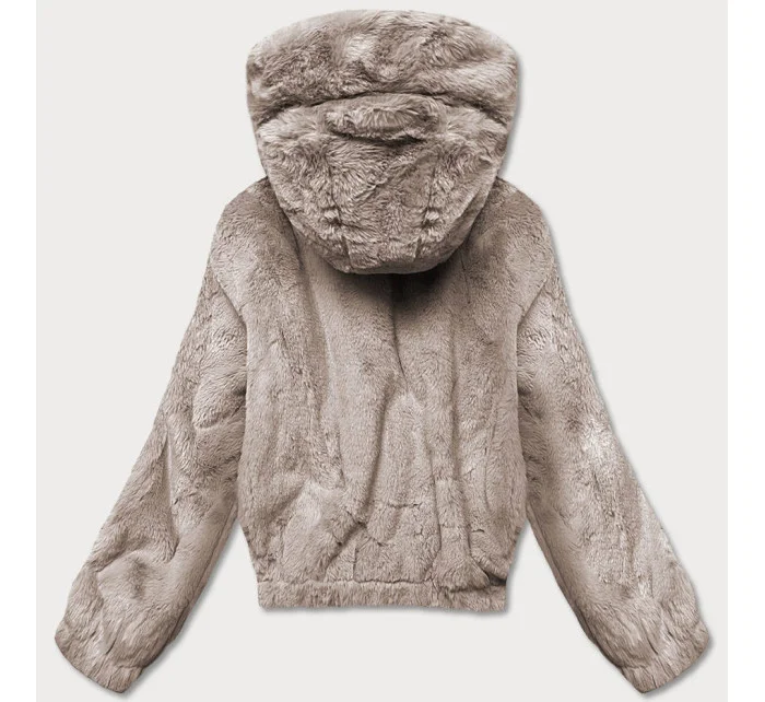 Krátká béžová dámská kožešinová bunda model 17552858 - S'WEST Krátká béžová dámská kožešinová bunda model 17552858 - S'WEST