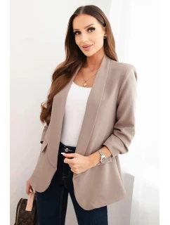 Dámská sako bez zapínání s podšívkou S/M fango