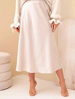 Dámska viskózna sukňa s rozparkom tmavobéžová