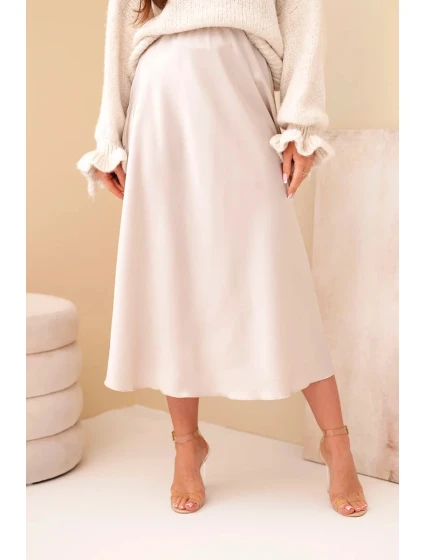 Dámská viskózová sukně rozšířená tmavě béžová