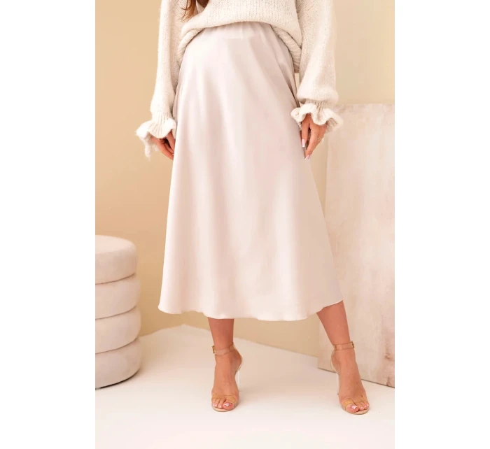 Dámská viskózová sukně rozšířená tmavě béžová