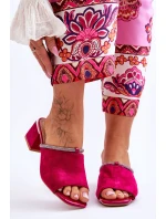 Zamszowe Klapki Na Obcasie S.Barski KV-612-2 Fuksja