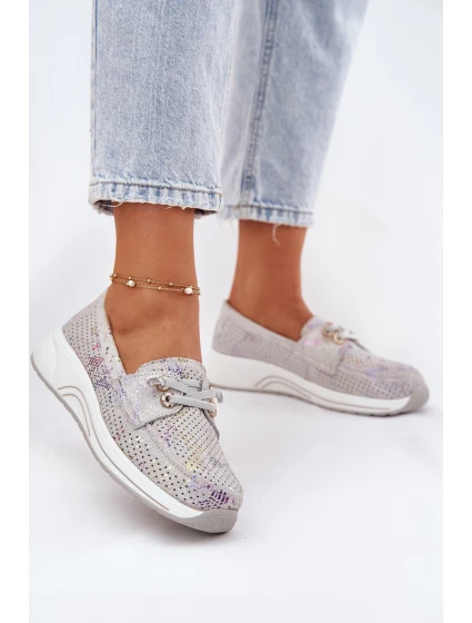 Semišové Polobotky Z Přírodní Kůže Na Platformě model 21692952 Šedé - Artiker