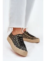 Wzorzyste Trampki Damskie Na Platformie Z Plecionką Lee Cooper LCW-25-08-3647L Czarne