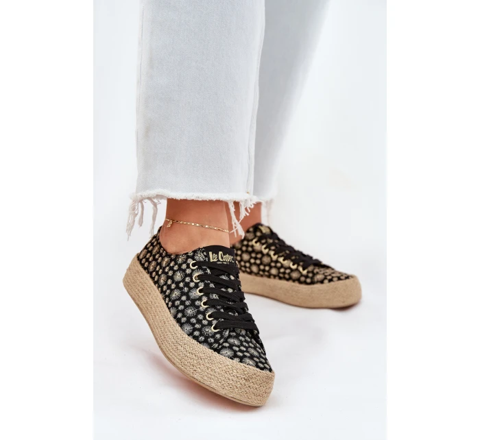 Wzorzyste Trampki Damskie Na Platformie Z Plecionką Lee Cooper LCW-25-08-3647L Czarne
