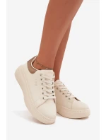 Sneakersy Damskie Na Platformie Big Star SS274246 Jasnobeżowe Sneakersy Damskie Na Platformie Big Star SS274246 Jasnobeżowe