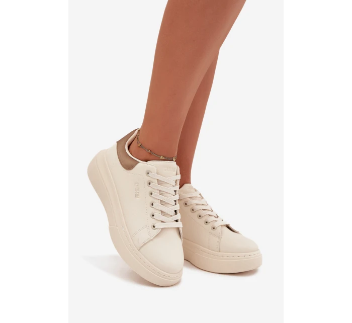 Sneakersy Damskie Na Platformie Big Star SS274246 Jasnobeżowe Sneakersy Damskie Na Platformie Big Star SS274246 Jasnobeżowe