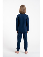 Chlapčenské pyžamo s dlhým rukávom a dlhými nohavicami - tmavomodré
