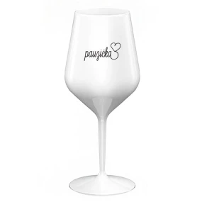 PAUZIČKA - bílá nerozbitná sklenice na víno 470 ml
