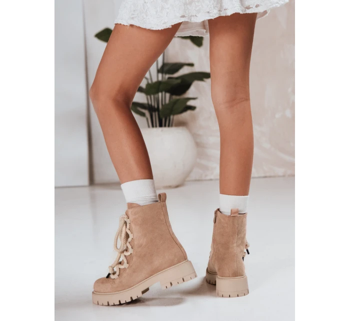 Dámské šněrovací béžové model 21994342 - Dstreet Dámské šněrovací béžové model 21994342 - Dstreet