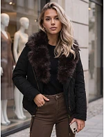 Dámska zimná bunda s odnímateľným golierom, čierna, FashionStreet TY6072