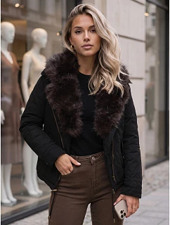 Dámska zimná bunda s odnímateľným golierom, čierna, FashionStreet TY6072