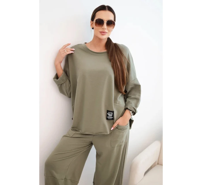 Bavlnená mikina + nohavice svetlej khaki farby Bavlnená mikina + nohavice svetlej khaki farby