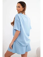 Dámský viskózový máslový komplet s krátkým rukávem a kalhotami s nohavicí model 22077172 - K-Fashion