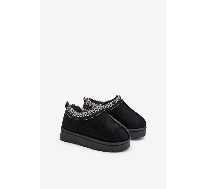 Śniegowce Botki Dziecięce Na Platformie Ocieplane Futerkiem Czarne Vilabria