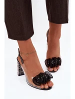 Sandály na podpatku s krystaly D&A MR52-237 Černé
