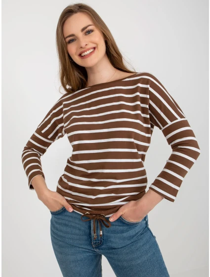 Bluzka RV BZ model 18604795 biało brązowy - FPrice Bluzka RV BZ model 18604795 biało brązowy - FPrice