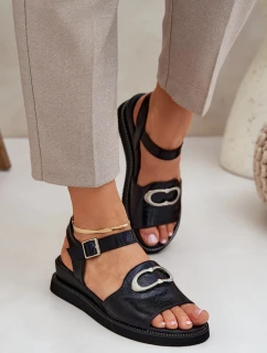 Dámske lakované sandále na klinoch s ozdobou Black Salianes