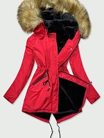 Dámska zimná bunda parka červená (b2628)