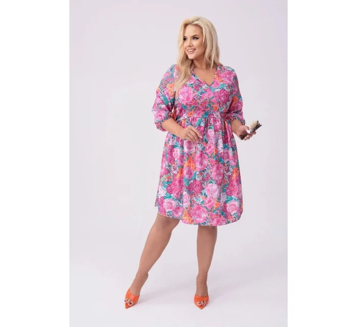 Ružové a zelené dámske letné kvetinové šaty (8276) Ružové a zelené dámske letné kvetinové šaty (8276)