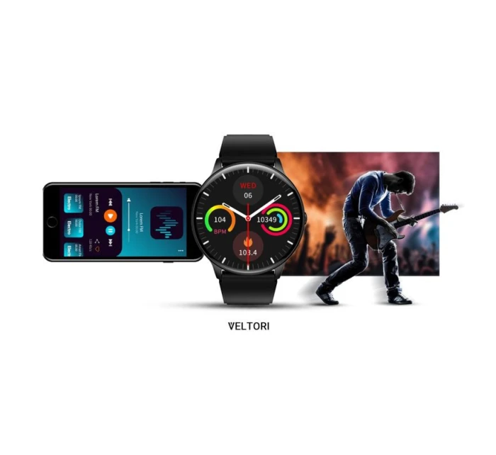 VELTORI VT160-1 Smartwatch Čierny silikónový remienok