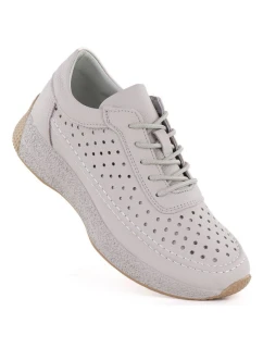 Dámské kožené ažurové polobotky Sergio model 22021855 v šedé barvě - LEONE