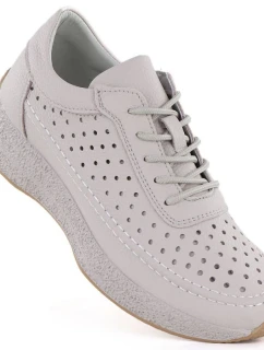 Sergio Leone SP013 dámske kožené šnurovacie čižmy v sivej farbe