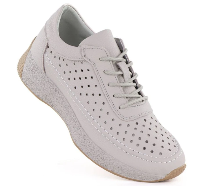 Sergio Leone SP013 dámske kožené šnurovacie čižmy v sivej farbe