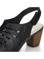 Dámske pohodlné kožené sandále na podpätku Rieker 40959-00