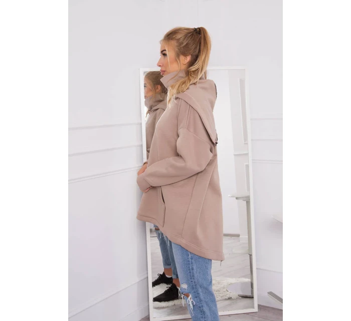 Zateplená mikina se zipem na zádech tmavě béžová Zateplená mikina se zipem na zádech tmavě béžová