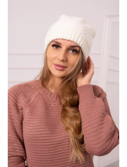 Dámská čepice ecru model 18752465 - K-Fashion Dámská čepice ecru model 18752465 - K-Fashion