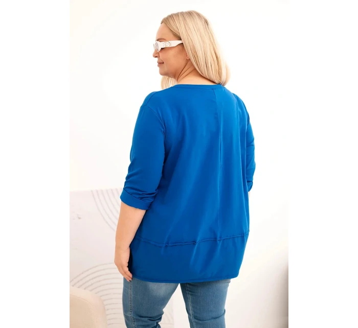 Dámska blúzka v nadmernej veľkosti z bavlny s ozdobnými gombíkmi a vyhrnutými rukávmi v striebornej farbe Dámska blúzka v nadmernej veľkosti z bavlny s ozdobnými gombíkmi a vyhrnutými rukávmi v striebornej farbe