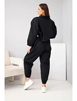 Dámský bavlněný komplet s model 22294794 mikinou a kalhotami černý - K-Fashion Dámský bavlněný komplet s model 22294794 mikinou a kalhotami černý - K-Fashion