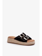 Dámske papuče s opleteným eko semišom čierne Zaloemi