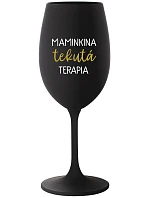 Tekutá terapia pre mamy - čierny pohár na víno 350 ml