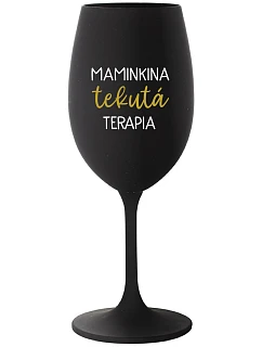 Tekutá terapia pre mamy - čierny pohár na víno 350 ml