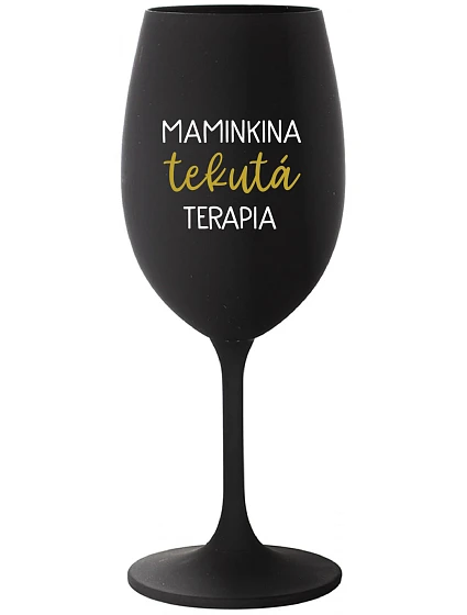 Tekutá terapia pre mamy - čierny pohár na víno 350 ml