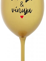 I LOVE & WINE - zlatý pohár na víno 350 ml