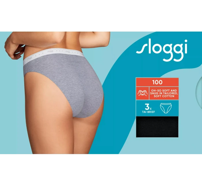 Dámské kalhotky 24/7 100 Tai 3P - BLACK - černá 0004 - SLOGGI