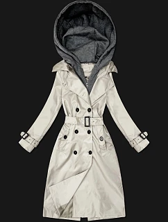 Klasyczny trencz z odpinanym kapturem Goodlookin  jasny beżowy (T2-2252#-12)