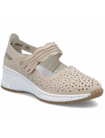 Skórzane na beżowe model 22033926 - Rieker Skórzane na beżowe model 22033926 - Rieker