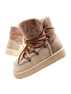 D.Franklin snehové topánky dámske zimné módne kožušiny zateplené hnedé béžové vysoké dámske
