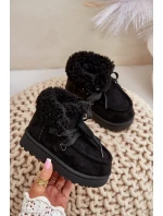 Śniegowce Botki Dziecięce Ocieplane Futerkiem Czarne Adelane Śniegowce Botki Dziecięce Ocieplane Futerkiem Czarne Adelane