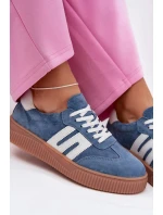 Dámské tenisky z přírodního semiše modré model 22027724 - EVENTO