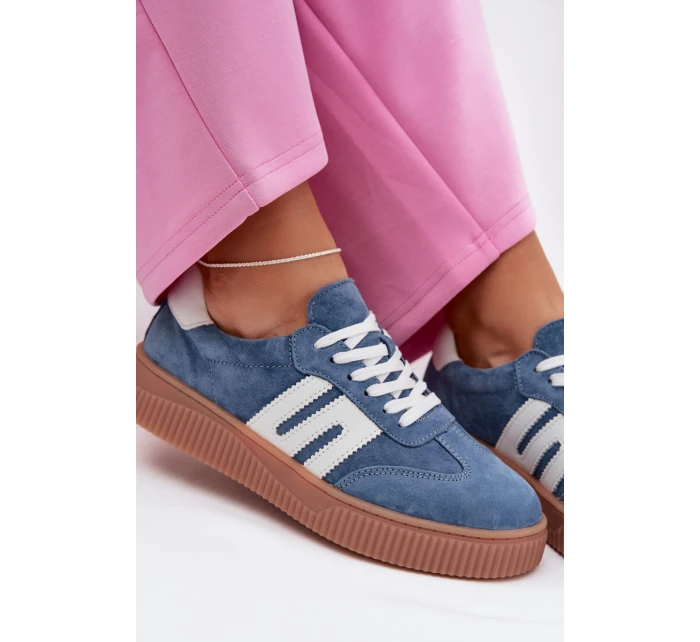 Dámské tenisky z přírodního semiše modré model 22027724 - EVENTO