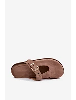 Dámské pantofle z imitace semiše tmavě béžové model 22125691 - Boto