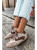 Dámske kožené semišové barefoot tenisky Zazoo N1400 v béžovej farbe