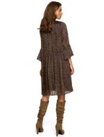 S237 Šifónové šaty so zaväzovaním pri krku - model 3