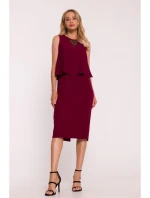 S422 Šaty s čipkovou vsadkou - bordové S422 Šaty s čipkovou vsadkou - bordové